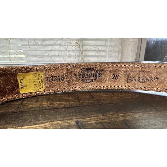 Vtg Wright Leather Hand Tool Western Name Belt Barbara Hippie Cowgirl Size 28 main image 12